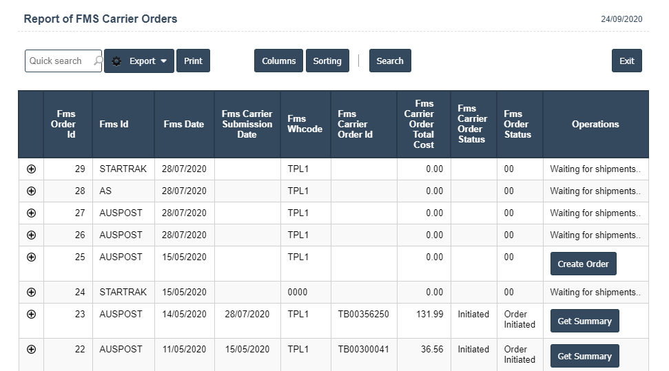 Carrier Orders | Sri Software