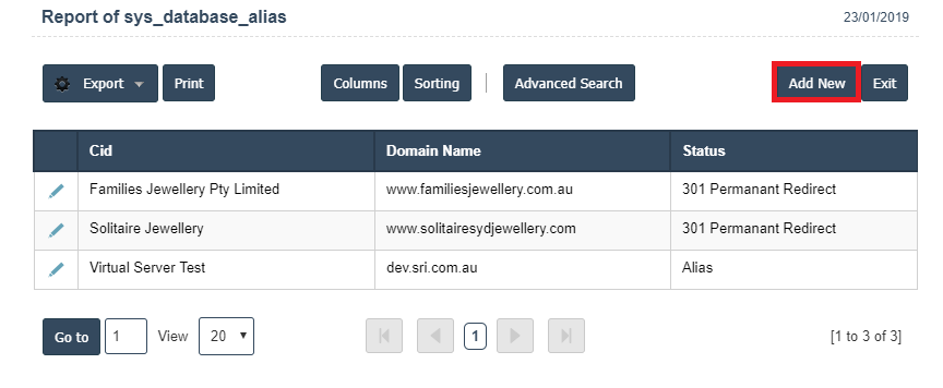 Databases Alias | SRI Software