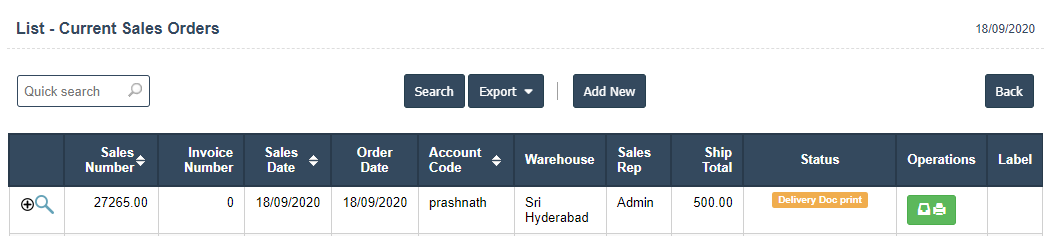 Current Sales Orders | Sri Software