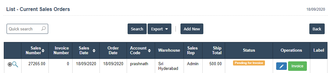 Current Sales Orders | Sri Software