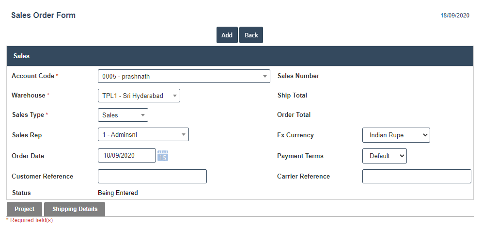 Current Sales Orders | Sri Software