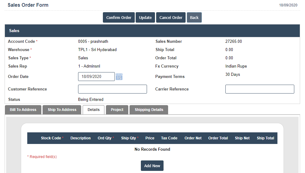 Current Sales Orders | Sri Software