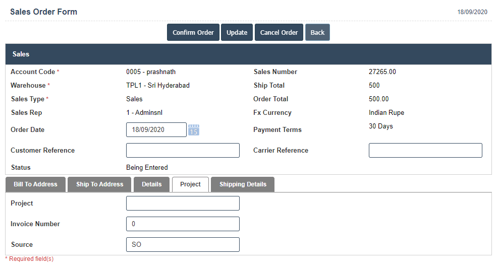 Current Sales Orders | Sri Software
