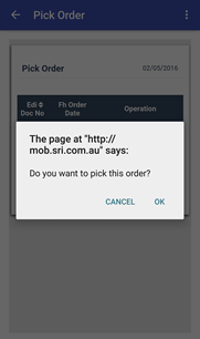 pick order confirmation message