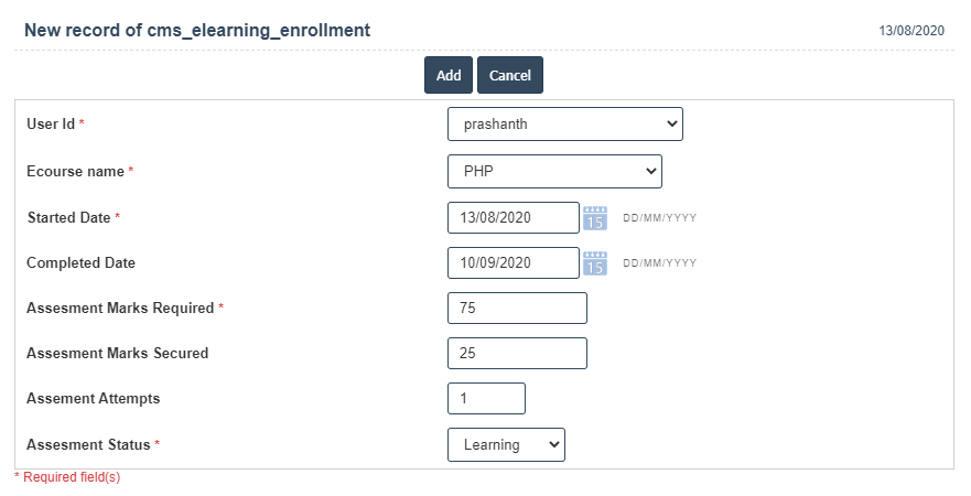 E-learning Enrollment | Sri Software