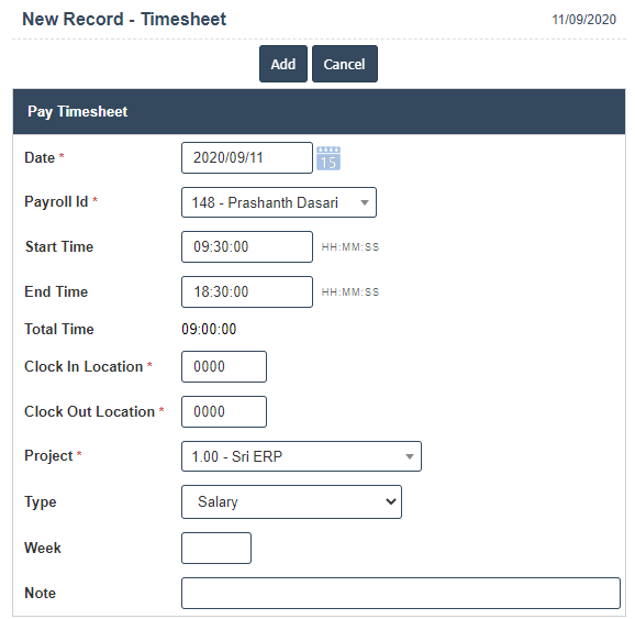 My Timesheet | Sri Software